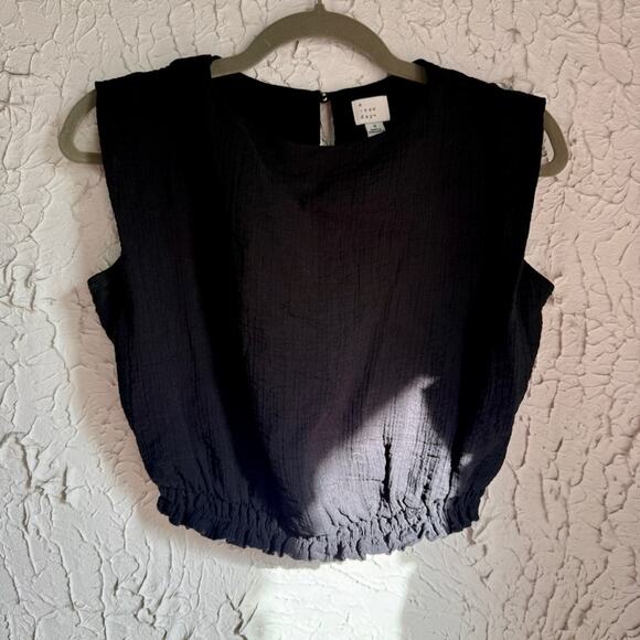 a new day Tops - a new day Black Textured Crop Top